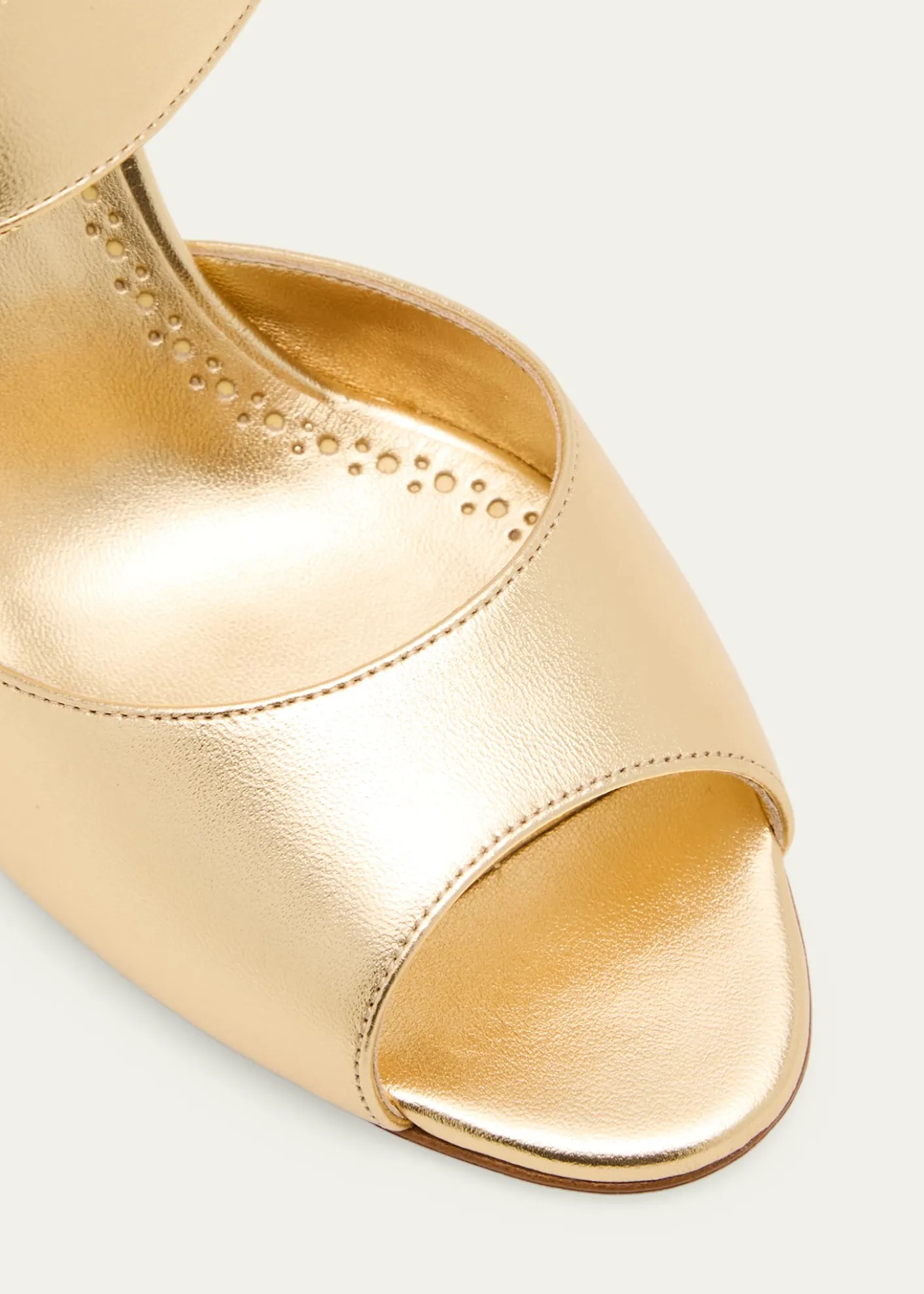 Manolo Blahnik90mm Khiko Metallic Leather Peep-Toe Slingback Sandals