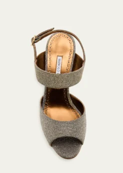 Manolo Blahnik90mm Khiko Metallic Peep-Toe Slingback Sandals