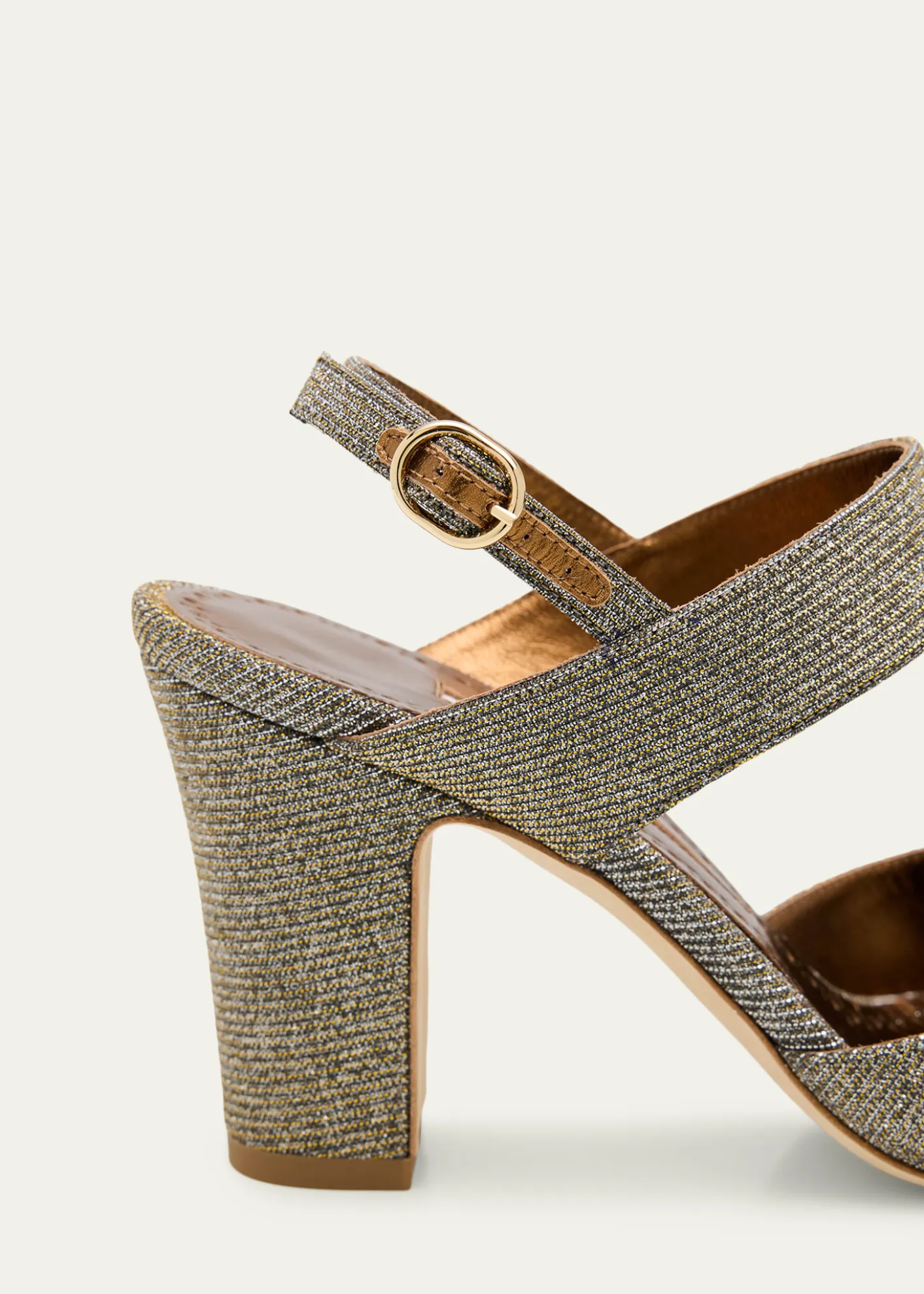 Manolo Blahnik90mm Khiko Metallic Peep-Toe Slingback Sandals