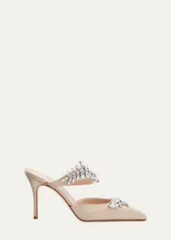 Manolo Blahnik90mm Lurum Embellished Satin Mule Pumps