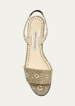 Manolo Blahnik30mm Patobarnu Lizard-Print Leather Slingback Sandals