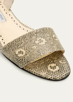 Manolo Blahnik30mm Patobarnu Lizard-Print Leather Slingback Sandals