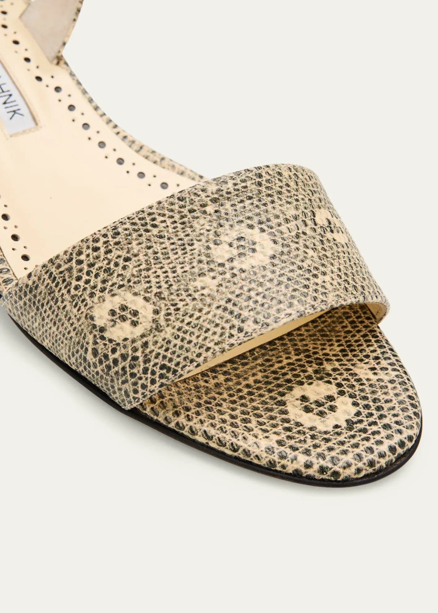 Manolo Blahnik30mm Patobarnu Lizard-Print Leather Slingback Sandals
