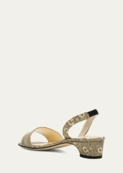 Manolo Blahnik30mm Patobarnu Lizard-Print Leather Slingback Sandals