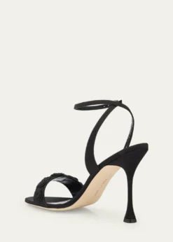 Manolo Blahnik105mm Raosnu Crochet Flower Ankle-Strap Sandals