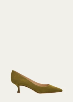 Manolo Blahnik50mm Srila Suede Kitten Heel Pumps