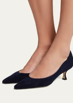 Manolo Blahnik50mm Srila Suede Kitten Heel Pumps