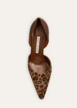 Manolo Blahnik90mm Taylerbinu Leopard Mixed Leather Pumps