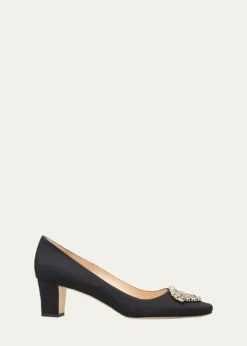 Manolo BlahnikOkkato Low-Heel Crepe Pumps