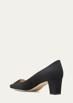 Manolo BlahnikOkkato Low-Heel Crepe Pumps