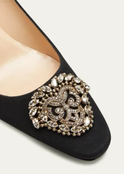 Manolo BlahnikOkkato Low-Heel Crepe Pumps