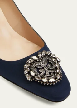 Manolo BlahnikOkkatto Crystal Silk Block-Heel Pumps