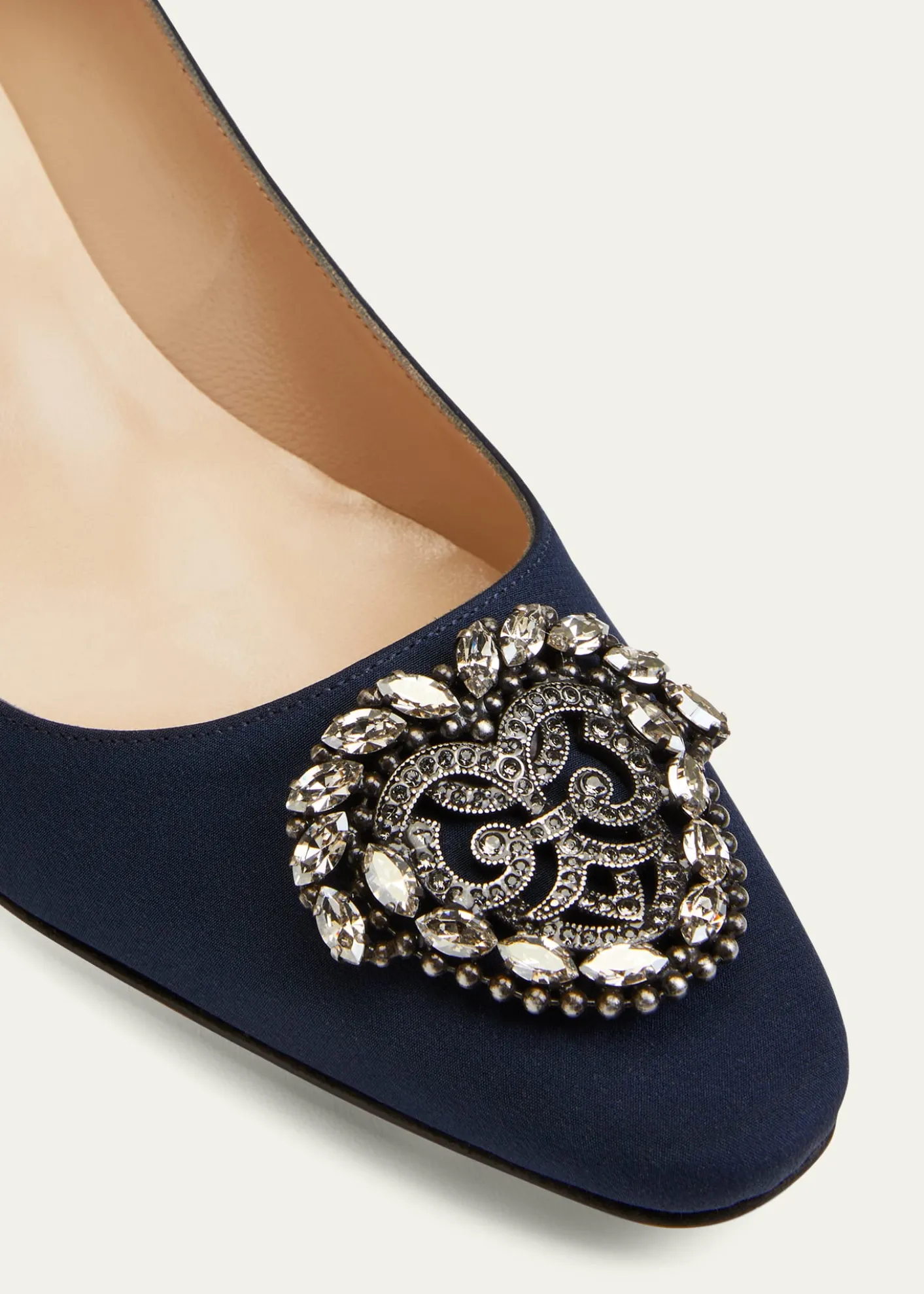 Manolo BlahnikOkkatto Crystal Silk Block-Heel Pumps