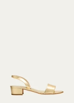 Manolo BlahnikPatopia Metallic Slingback Sandals