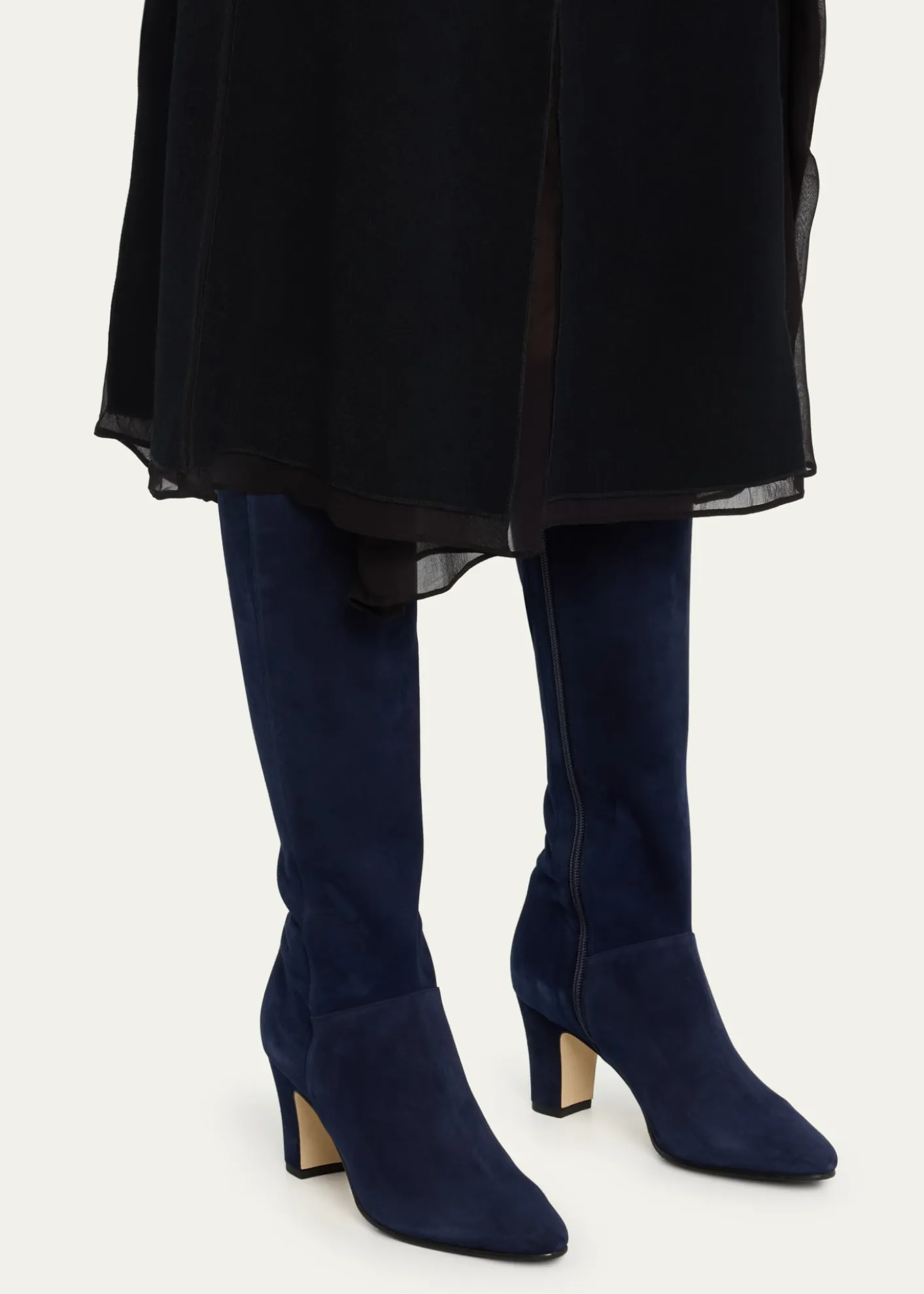 Manolo BlahnikPitana Suede Block-Heel Knee Boots