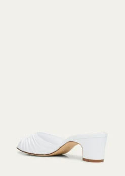 Manolo BlahnikRuched Leather Slide Sandals