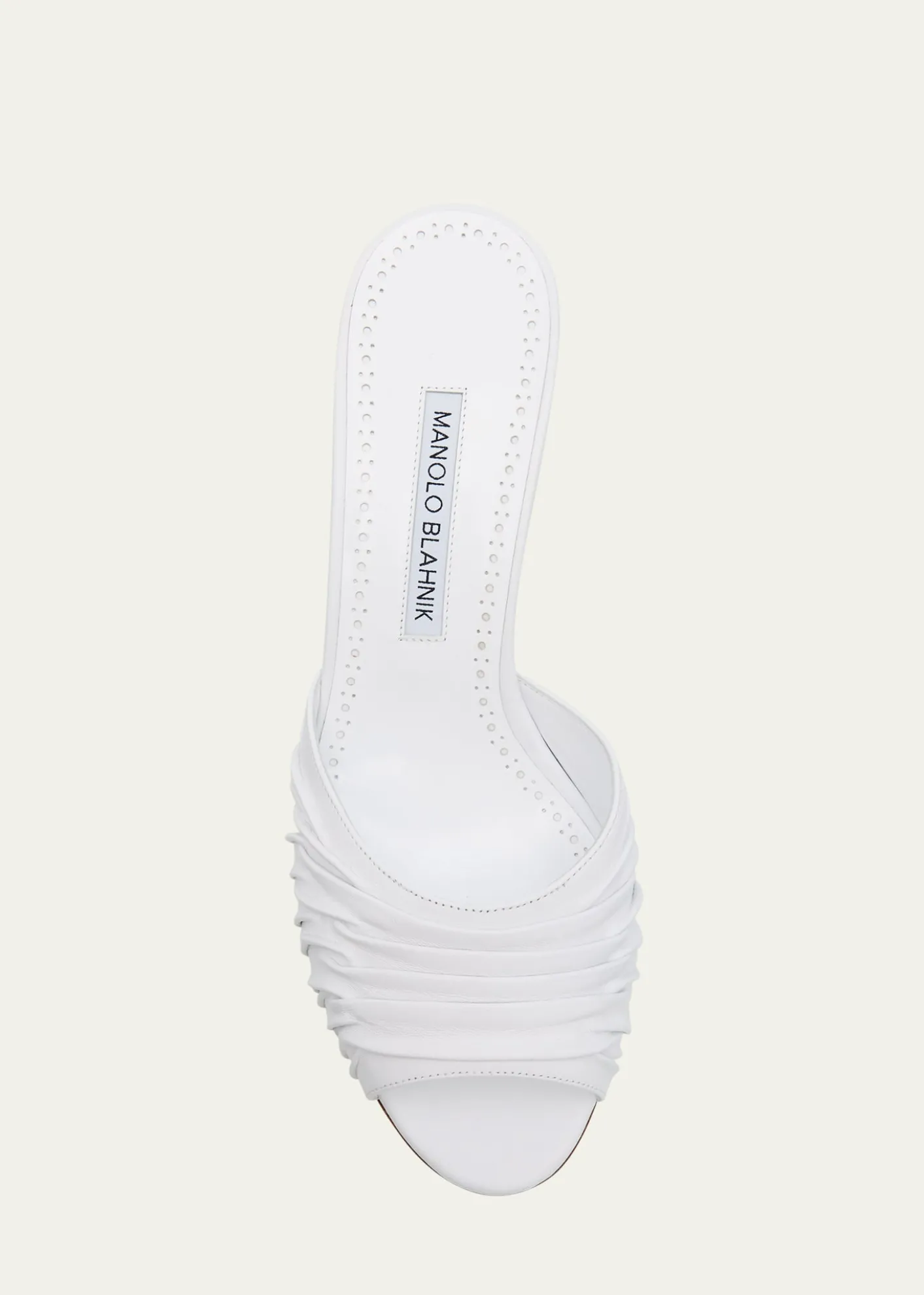Manolo BlahnikRuched Leather Slide Sandals