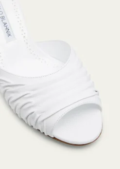 Manolo BlahnikRuched Leather Slide Sandals