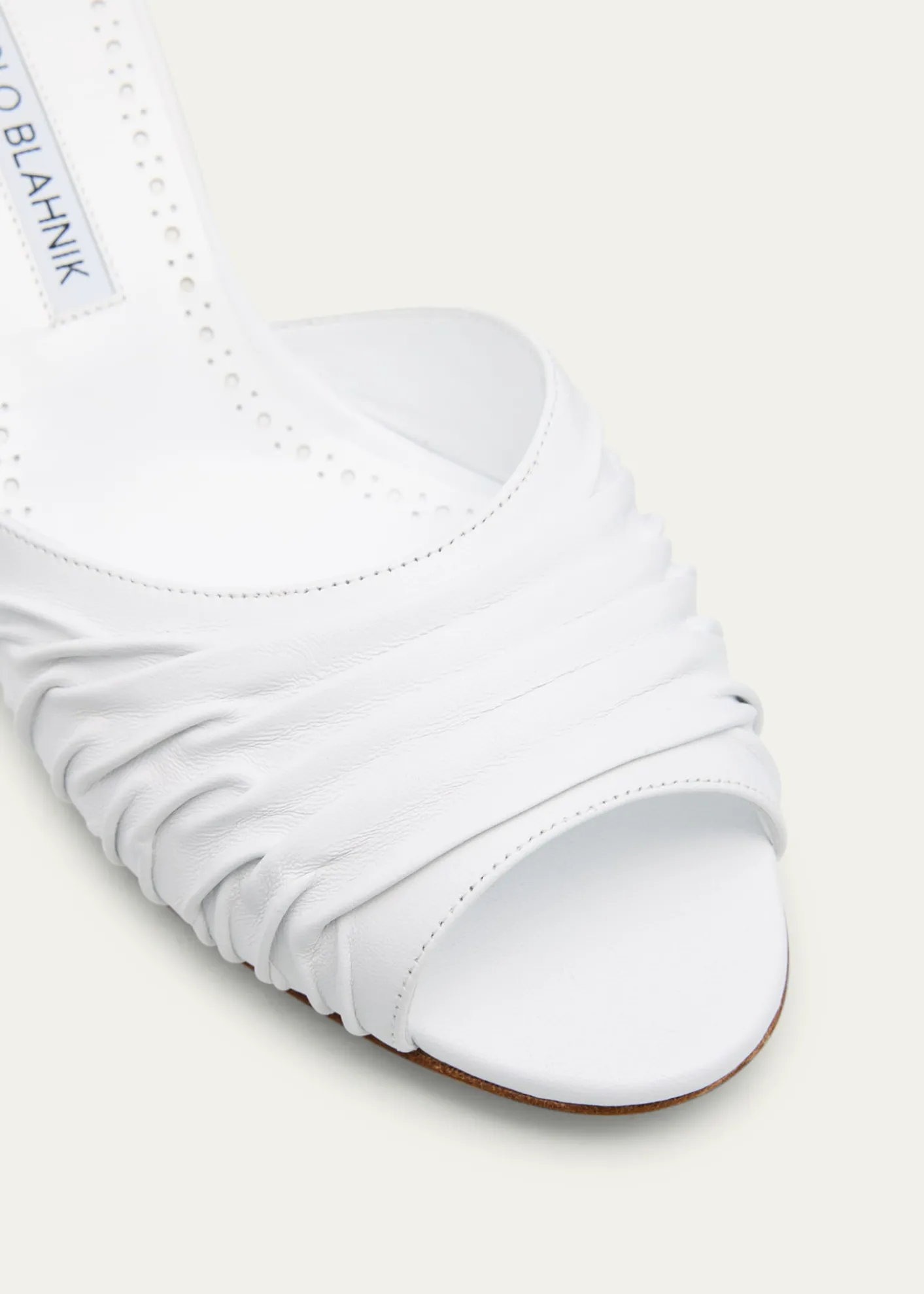 Manolo BlahnikRuched Leather Slide Sandals