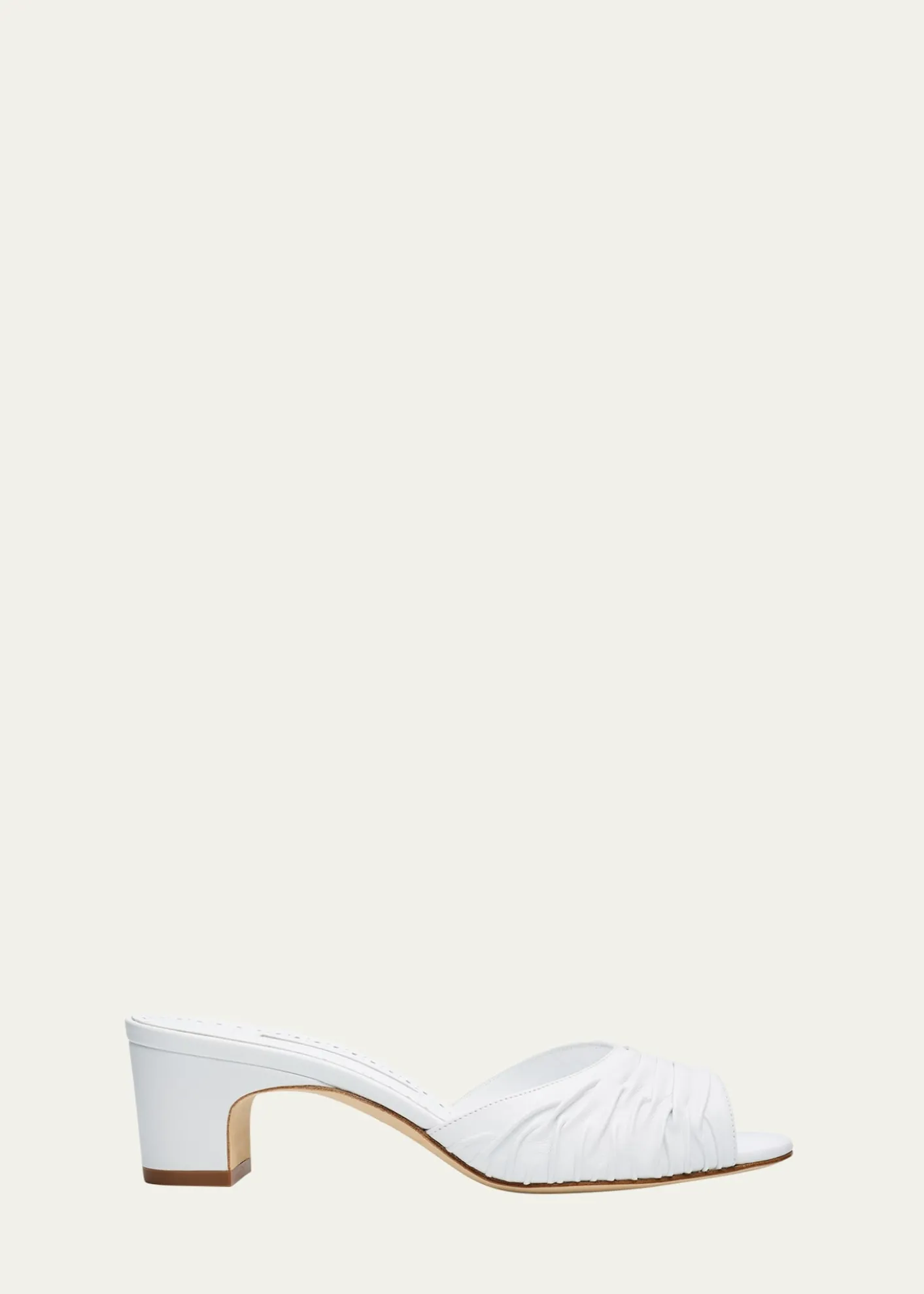Manolo BlahnikRuched Leather Slide Sandals