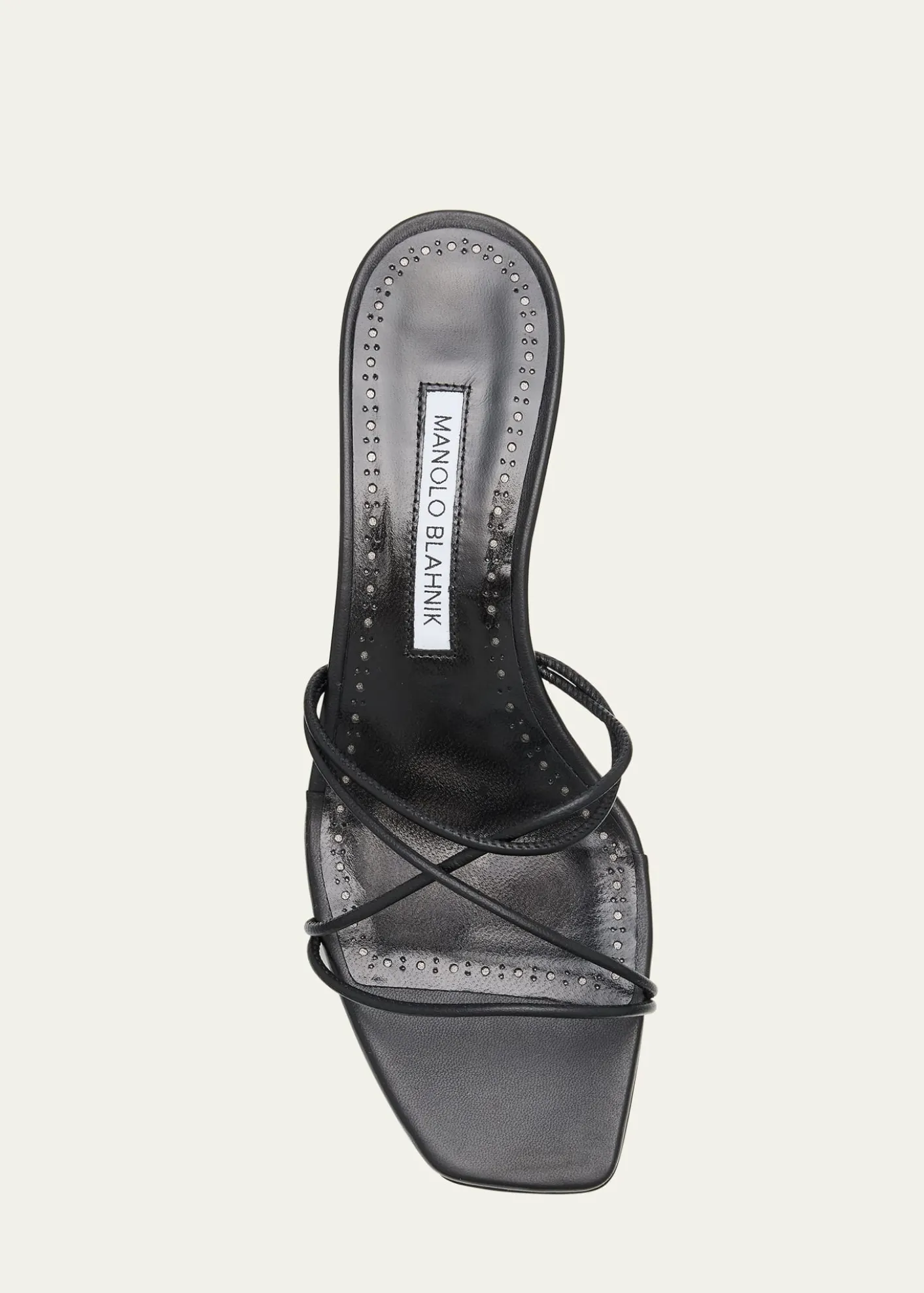 Manolo BlahnikStrappy Leather Kitten-Heel Mule Sandals