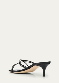 Manolo BlahnikStrappy Leather Kitten-Heel Mule Sandals