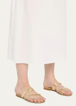 Manolo BlahnikSusa Metallic Crisscross Flat Sandals