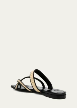 Manolo BlahnikSusara Woven Flat Slide Sandals