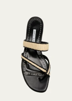 Manolo BlahnikSusara Woven Flat Slide Sandals