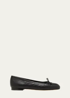 Manolo BlahnikVeralli Leather Bow Ballerina Flats