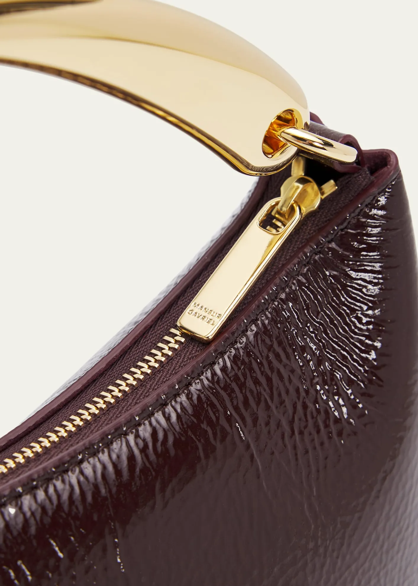 Mansur GavrielGrained Leather Metal Top-Handle Bag