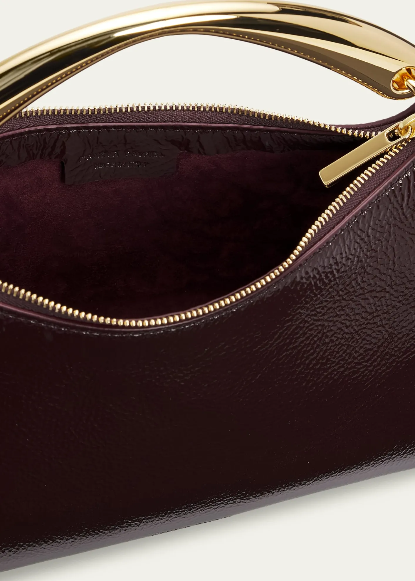 Mansur GavrielGrained Leather Metal Top-Handle Bag