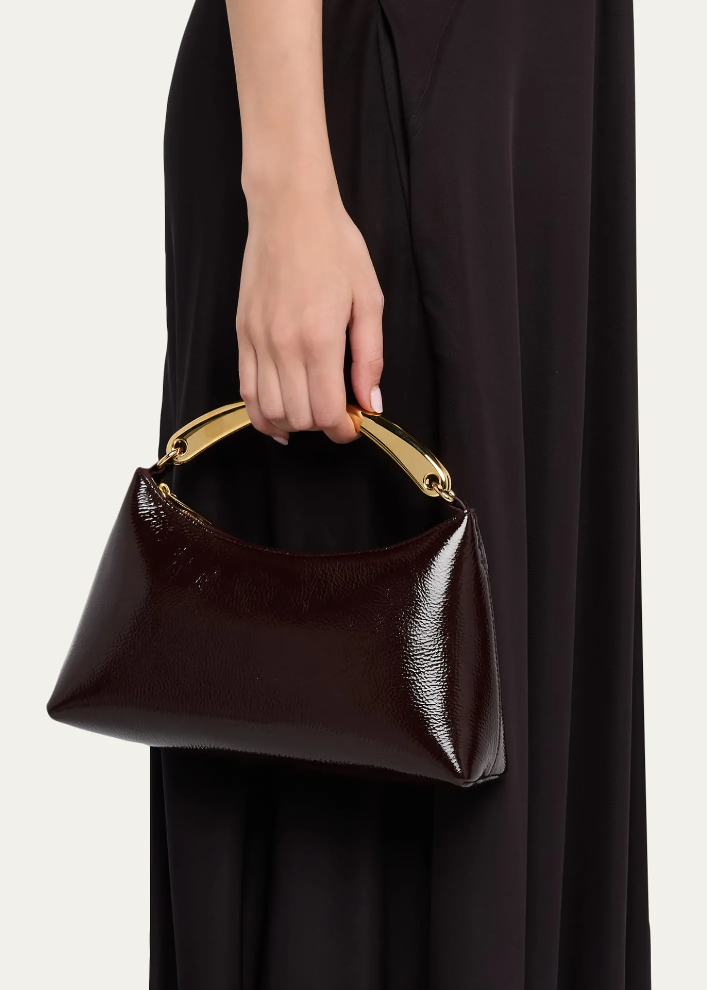 Mansur GavrielGrained Leather Metal Top-Handle Bag