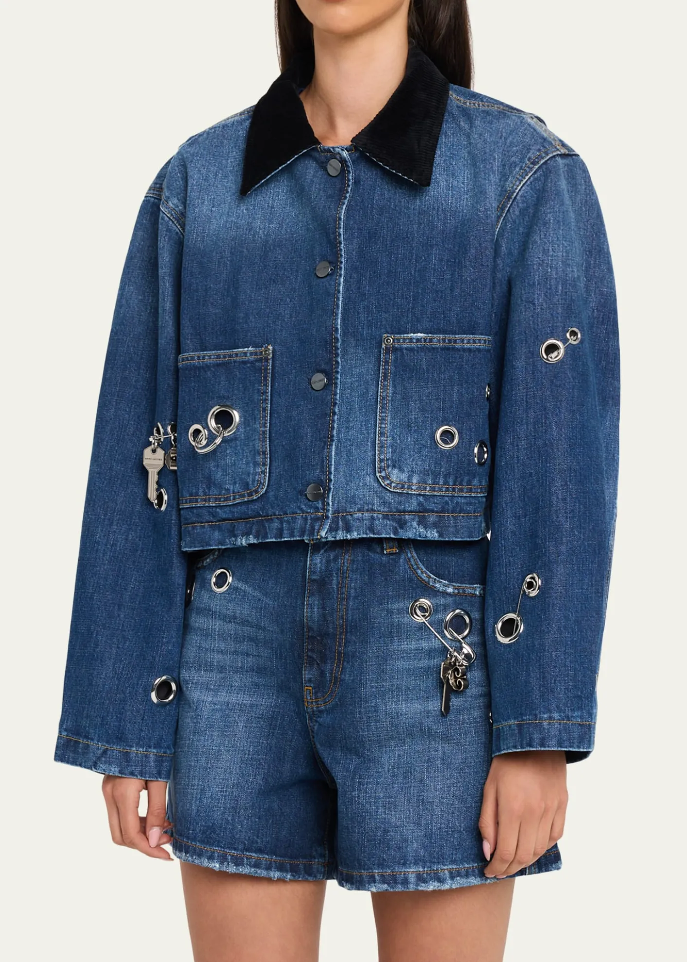 Marc JacobsGrommet Denim Crop Utility Jacket