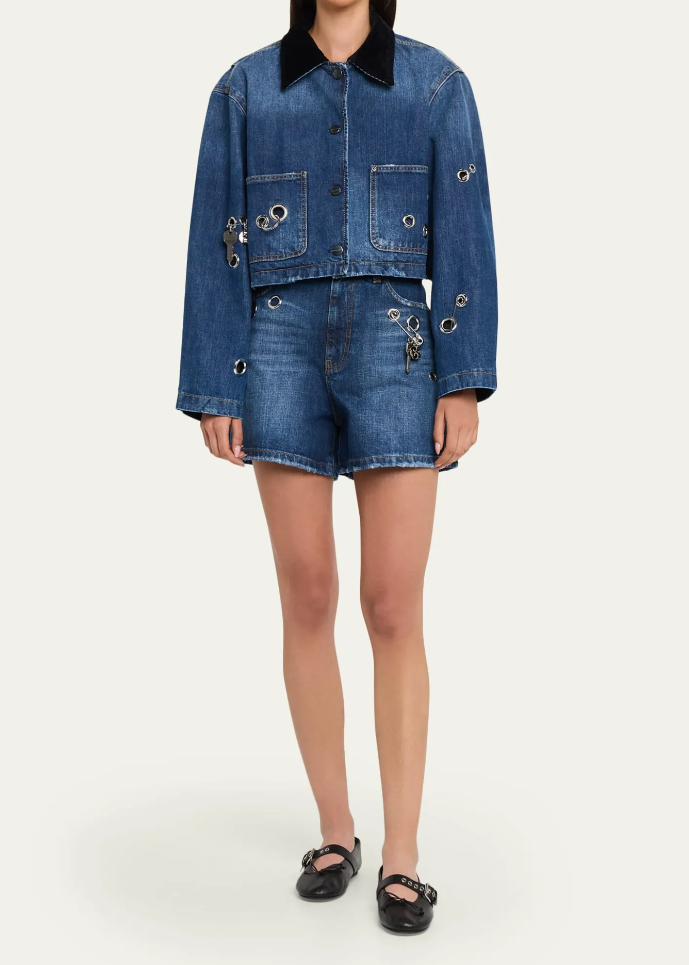 Marc JacobsGrommet Denim Crop Utility Jacket