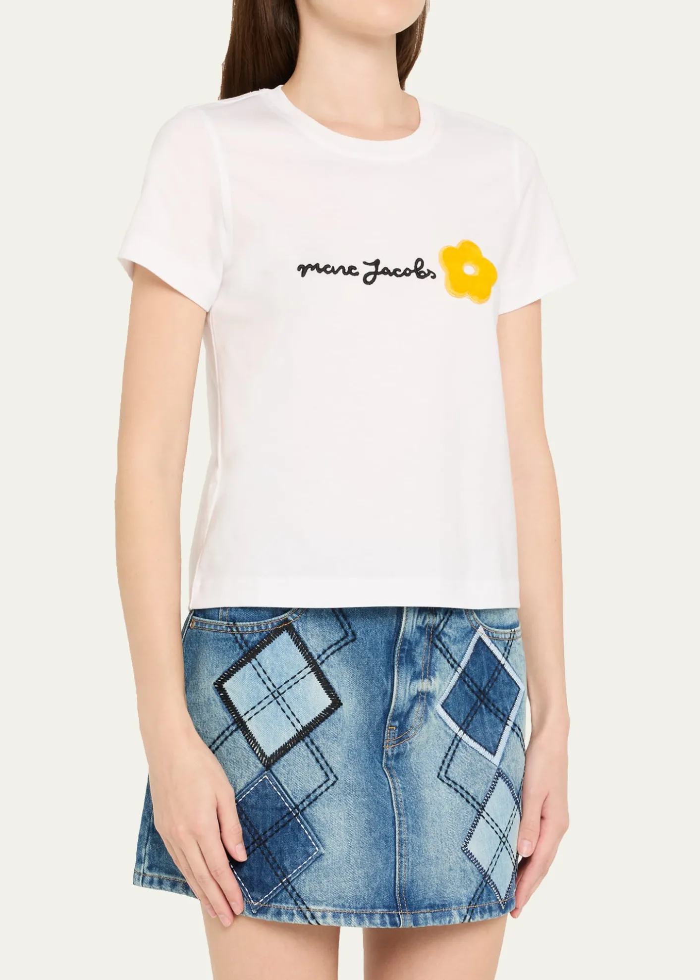 Marc JacobsLogo Flower Applique T-Shirt