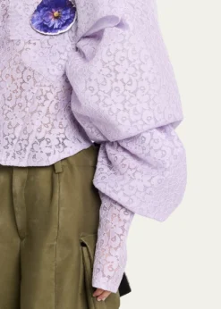 Marc Jacobs RunwayBonded Lace Puff-Sleeve Crop Top