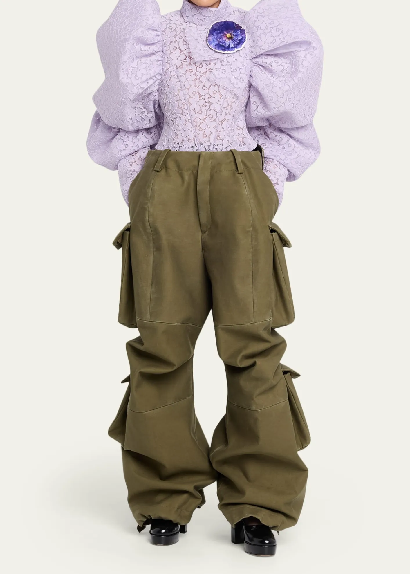 Marc Jacobs RunwayBow Back Wide-Leg Cargo Pants