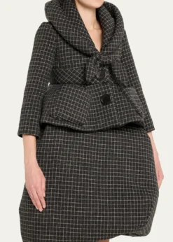Marc Jacobs RunwayCheck Wool Padded Crop Hooded Jacket