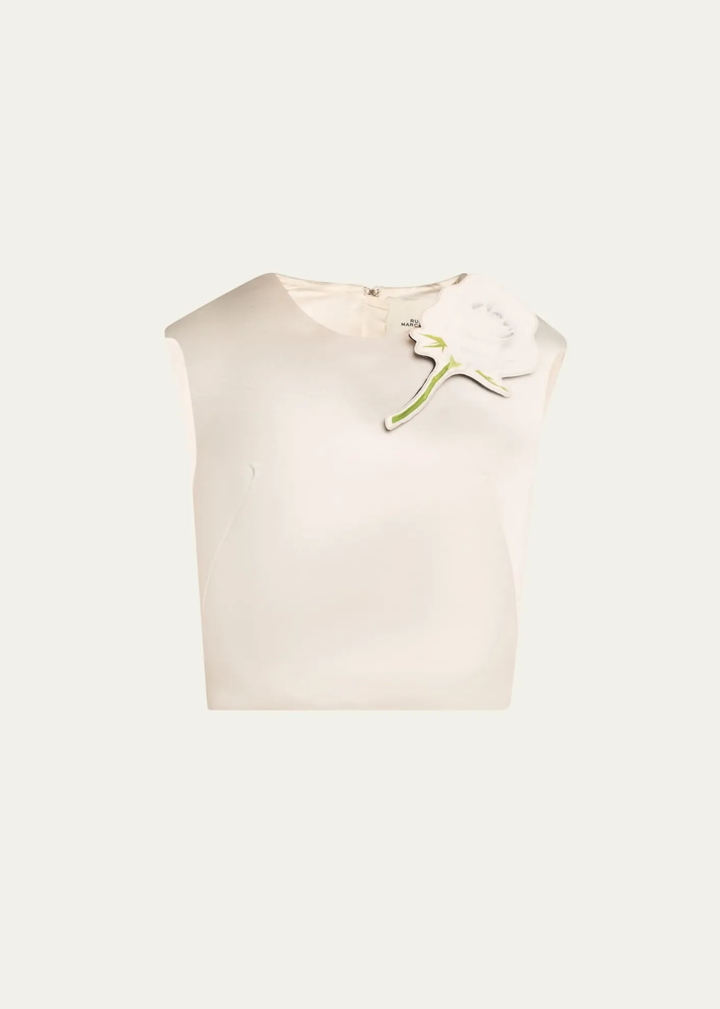 Marc Jacobs RunwayFloral Brooch Cropped Silk Shell Top