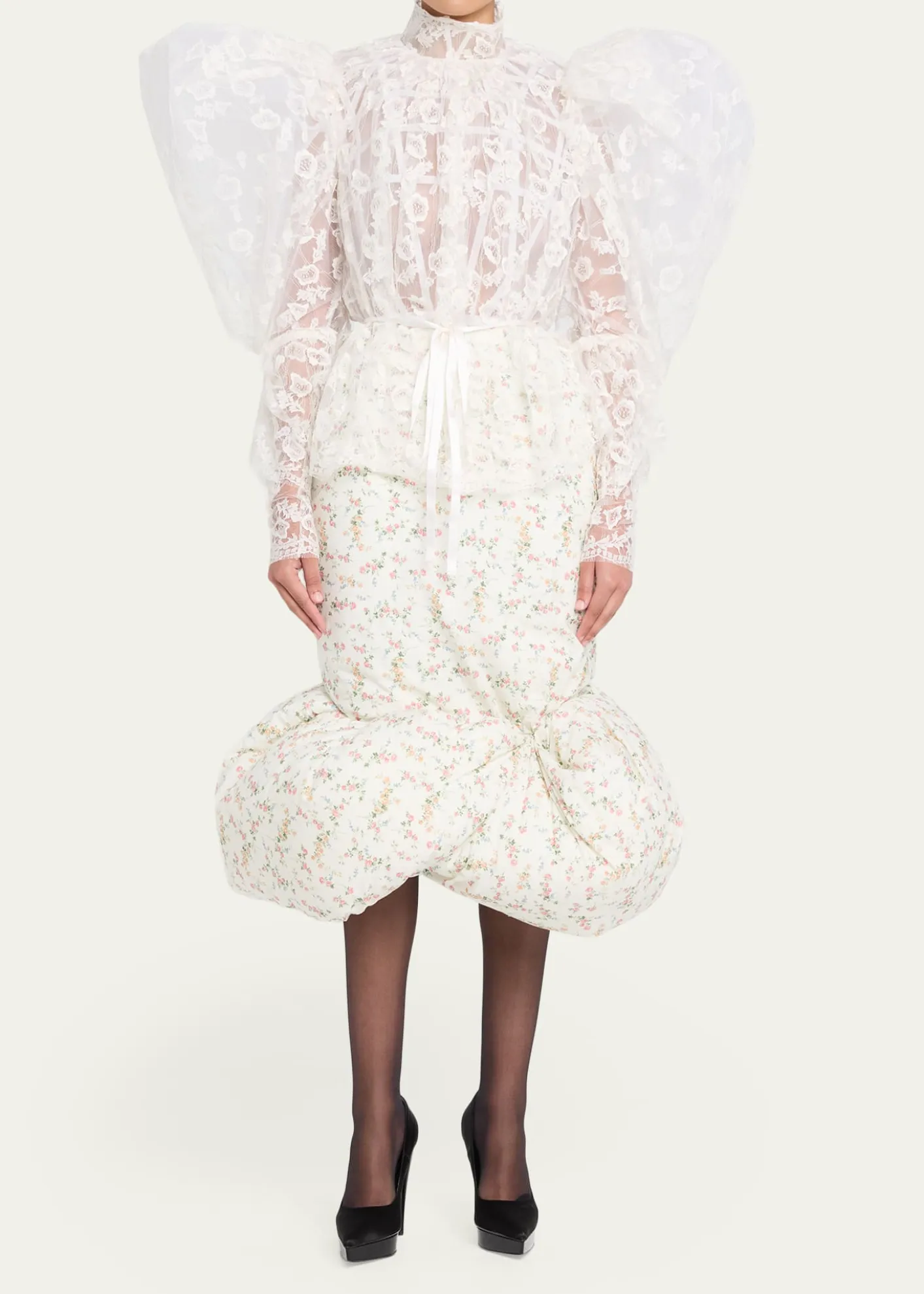Marc Jacobs RunwayFloral Print Padded Bubble Hem Skirt