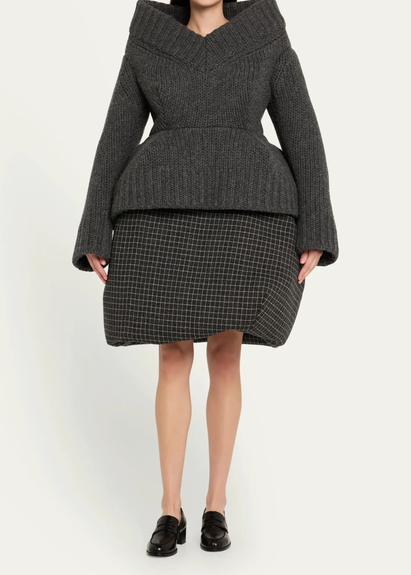 Marc Jacobs RunwayPadded V-Neck Peplum Sweater