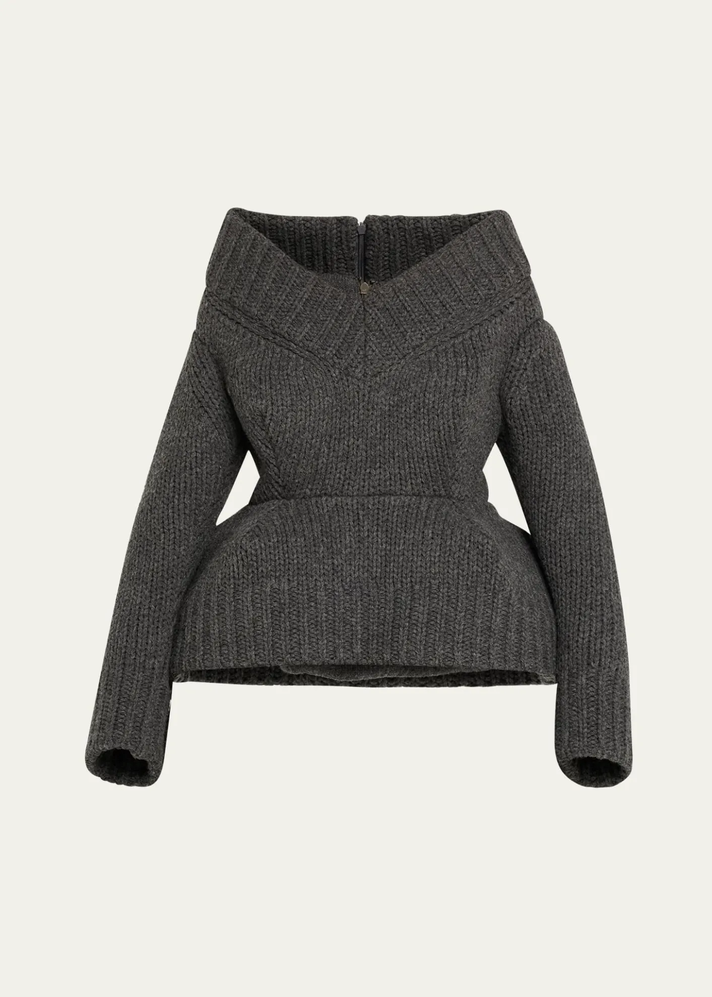 Marc Jacobs RunwayPadded V-Neck Peplum Sweater