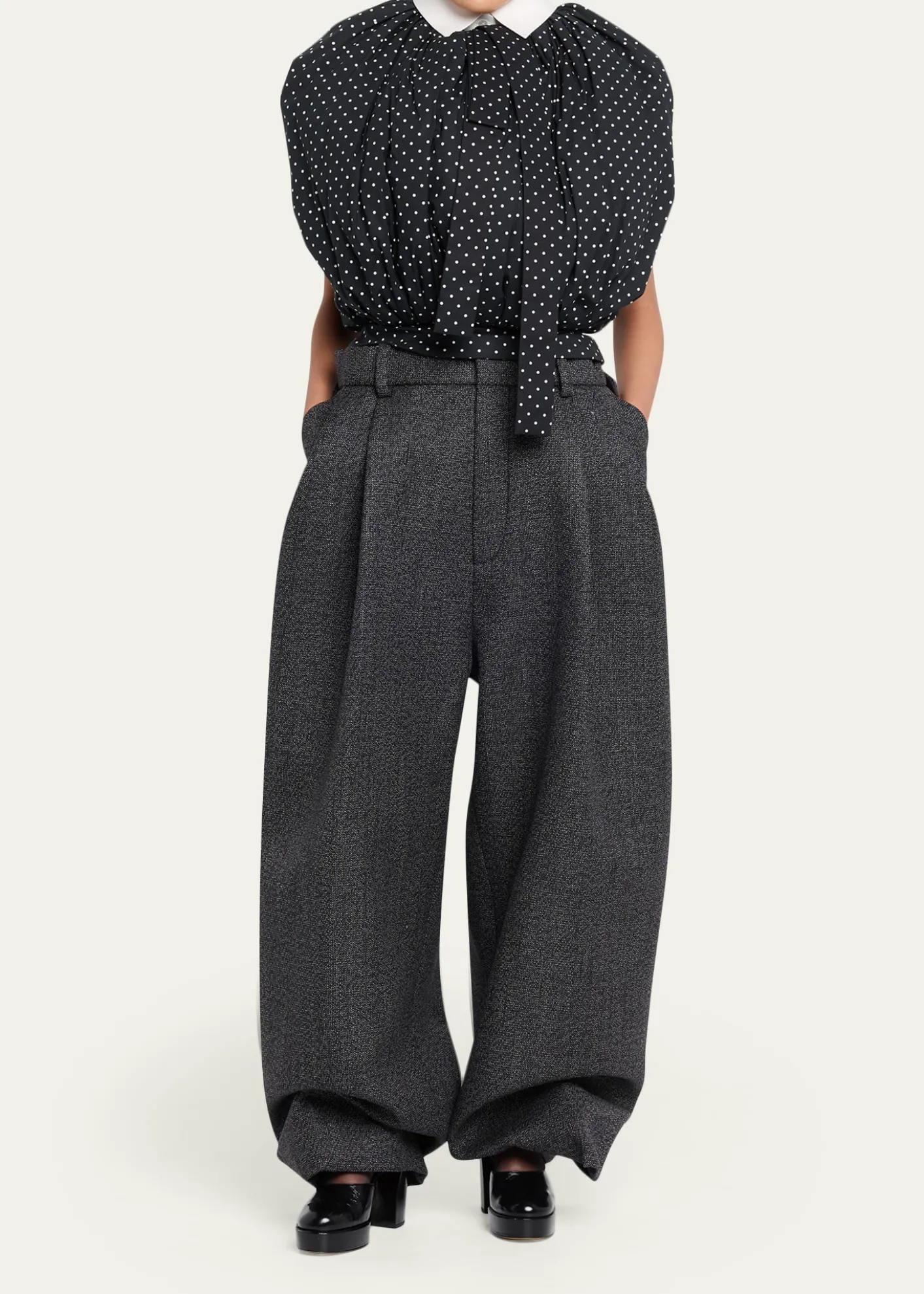 Marc Jacobs RunwayPlaid Bow Back Wide-Leg Menswear Pants