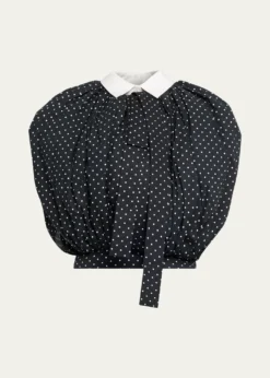 Marc Jacobs RunwayPolka-Dot Cotton Poplin Collared Bubble Top