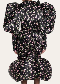 Marc Jacobs RunwayRose-Print Satin Bow Balloon-Sleeve Crop Jacket