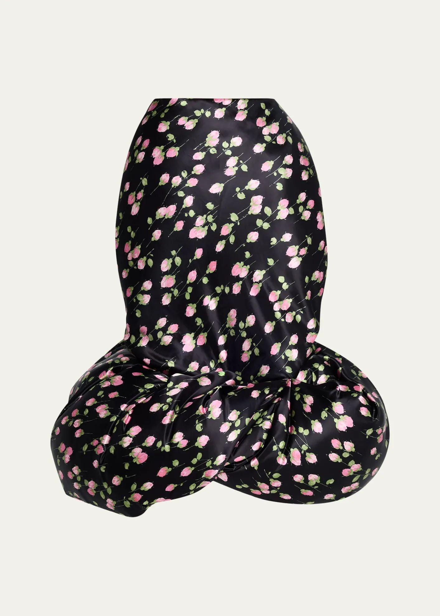 Marc Jacobs RunwayRose Print Satin Bubble Hem Skirt