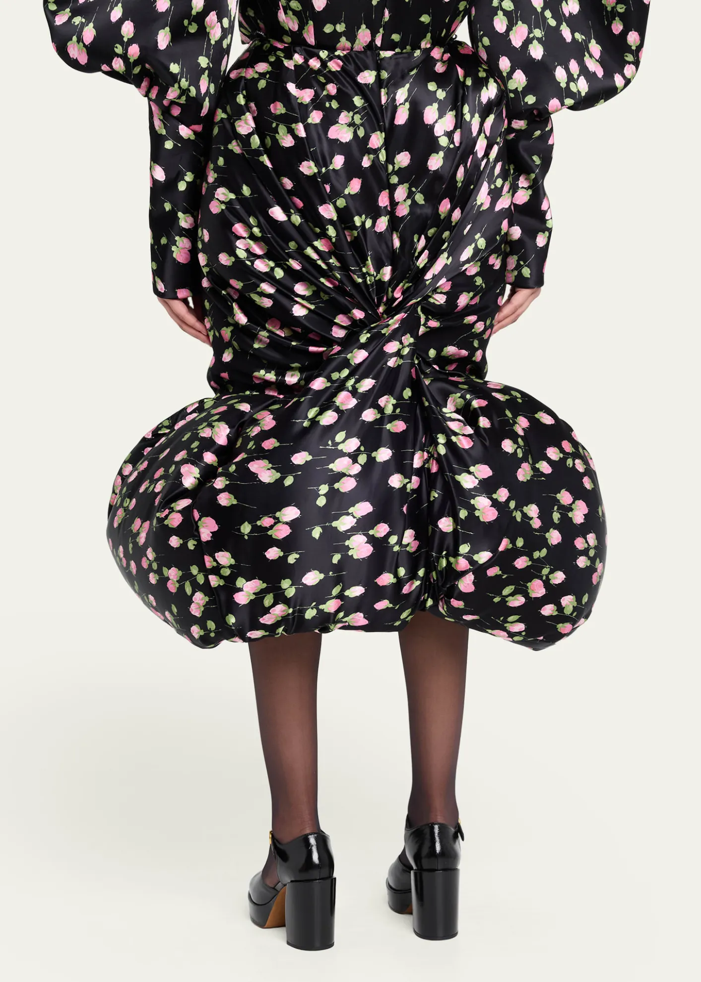 Marc Jacobs RunwayRose Print Satin Bubble Hem Skirt
