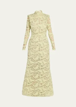 Marc Jacobs RunwaySculptural Lace Long-Sleeve Bow Trumpet Gown
