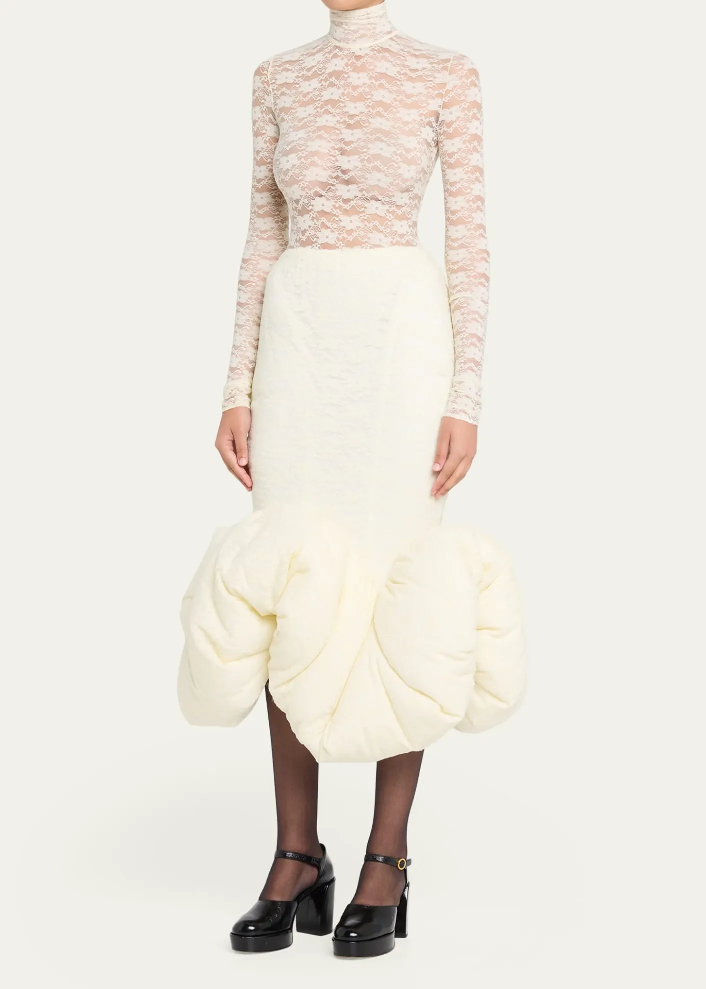 Marc Jacobs RunwayStretch Lace Long-Sleeve Midi Mermaid Dress